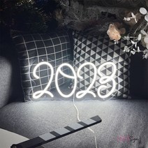 네온간판 LED 네온 사인 벽걸이 방 장식 2023 숫자 조명 재미있는 홈 스토어 게임방 벽 선물, 02 40X20 CM_08 peach pink