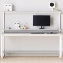 헤이미쉬홈 샘스틸 1인용 고등학생 2단 하이 철제 컴퓨터 책상 1800, 상판) 크림화이트, 프레임) 블랙