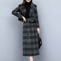 홍공장 (당일출고) 여성 체크 자켓 롱 스커트 투피스 세트 S~3XL