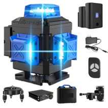 그린 레이저 레벨기 수평기 양방향 공구 전자 미니 라인 타일 먹줄 디지털 수직, 16라인 블루 배터리2+베이스