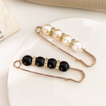 디엠몰 1+1 무수선 허리 조절 브로치 핀 클립 진주포인트 고정 핀, 화이트, 2개