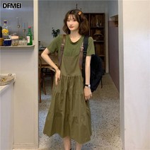DFMEI 원피스 여자 롱 나시 멜빵 선녀 스커트