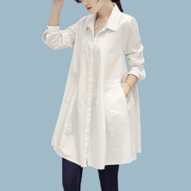 봄 가을 오버핏 A라인 셔츠 여성 긴 롱 루즈핏 무지 블라우스 베이직 남방 오피스룩