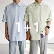 [맨즈북] 1+1 여름 남자 오버핏 반팔셔츠 바스락 쿨남방 반소매