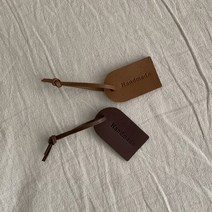 소프트 핸드메이드 레더택 소가죽 라벨 만들기 포장리본 가죽태그 2color, 탠브라운