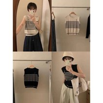 트렌드몰 여성 스트라이프 니트조끼