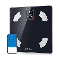 체중 및 지방에 대한 RENPHO 체중계 대형 컬러 LCD 디스플레이가 있는 디지털 욕실 고정밀 스마트 블루투스 BMI Elis 1 체지방 앱이 체성분 분석기 400lbs
