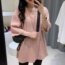 일월전빵 봄 여름 가을 여성 롱 반팔 티셔츠 B-C009