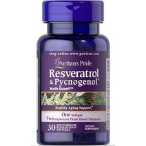 Puritans Pride Resveratrol 100mg 피크노제놀 30mg 30정, 단일수량, 단일개당 용량/중량/정