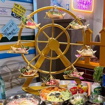 관람차 트레이 회전접시 고급 일식 회전 플레이팅 접시, (소)54x50 골드
