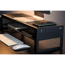 Vaydeer 2단 모니터 거치대 받침대 USB 메탈 스탠드, 단일 레이어 무선 충전 - 오디오 버전 + 1 포트 U