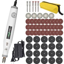 조각기 목공예 전동 조각칼 소형 그라인더 미니드릴 110V/220V 전기 드릴 조각 펜 홈 DIY 미니 기계 전동, 06 White-60PCS_02 EU