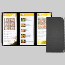 고급 3단 모던블랙 메뉴판메뉴판 메뉴북 3단메뉴판 고급메뉴판 메뉴꽂이 일식집메뉴판 예쁜메뉴판 가죽메뉴판 까페메뉴판 간편메뉴판, 웨이브레드
