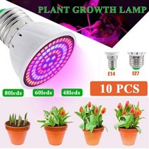 조립식비닐하우스 LED 전체 스펙트럼 식물 성장 전구 E27 E14 모종 빛 라이트 수경 220V UV 램프 꽃 Fitolamp 재배 식물성장등, E14+60leds 220V+1pc