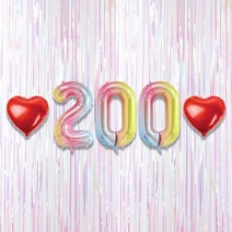 200일 이벤트 포토존 세트 아기 기념일 커플 축하 기념 숫자 풍선 하트, 21.커튼-(펄화이트)-200(소)-레인보우