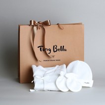 주)더케이 100% 오가닉 코튼 신생아 3종 선물 세트 배냇저고리 비니 모자 손싸개 (눈꽃천사) 출산 축하 유기농 순면 아기옷 통벨라 정품