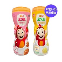 [경기점] 4통 프로엠 코코몽 까까 요거트 딸기스낵 50g 2통+바나나스l낵 55g 2통 / 5종 혼합유산균 아...
