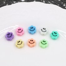 아크릴 파스텔 플라워스마일 10mm / 팔찌 반지 만들기, 화이트