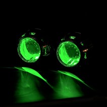 차량셀프도색 자동차보수 2.5 인치 유니버설 Bi 제논 HID 프로젝터 렌즈 실버 슈라우드 악마 눈 H1 LED 전, 03 green, 03 green