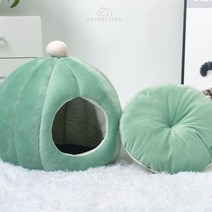 따뜻한 강아지 고양이 쿠션 하우스 방석 포함 숨숨 동굴 집 실내 반려묘 애견, 오렌지