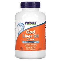와와마켓 NOWFoods 면역 건강 관리 2배 강한 효능 대구 간유 Cod Liver Oil 650㎎ 250정 1팩