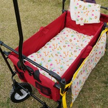 웨건매트 이너시트 방석 휴대용 유아웨건멀티매트 캠핑웨건매트 기저귀매트 쇼핑카트매트, 매쉬/핑크, 개나리