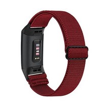 갤럭시 핏2 스트랩 줄 메탈 스포츠 워치 일체형 Fitbit Charge 4 3 용 나일론 탄성 시계 밴드 패브릭 팔찌 Correa 짠, 08. 와인 레드, 02. 핏비트 차지 4용