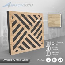 어쿠스틱퓨저 음향 디퓨저 흡음 Arrowzoom 프로 스퀘어 펠트 나무 패널 사운드 어쿠스틱 소음 흡수 오디오 트리트먼트 스튜디오, 7.Diagonal Stripes - 6pcs - 29, Diagonal Stripes_6pcs | 29 x 2