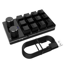 메크로 키보드 보조 단축 기계식 자동 오토 한손 편집 블루투스 usb 사용자 정의 미니 12 키 2 노브 프로그래밍 키패드 핫 스왑 사용자 정의 게임 new, 검은색 USB 12키