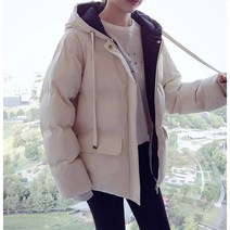 다운 코튼 패딩 점퍼 캐주얼 루즈 두꺼운 따뜻한 후드 파카 숏패딩 코튼 코트 겨울
