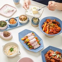 혼수 그릇세트 집들이 홈파티 싸고 예쁜 그릇 11종 팔각접시 손잡이찬기 팔각컵, 찬기, 핑크