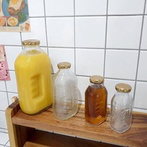 사각 레트로 유리병 4size 델몬트 훼미리 쥬스병 카페 물병 보리차 주스병 유리공병, 180ml