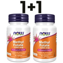 나우푸드 활성 활성형 엽산 4세대 1000mcg 90정 2통, 2개