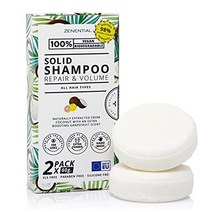 유럽 샴푸 Champú Sólido 2팩 60g - Reparación y volume - Todo tipo de cabello - 100 Vegano y 생분해성. de 대용량