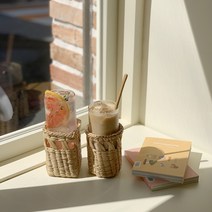 네토 라탄 컵홀더 티코스터 컵받침 홈카페 촬영소품, 라운드