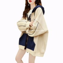 빅사이즈 여학생 여중생 오버핏 후드 집업 그레이 골드 베이지 여자 중학생 고등학생 3XL