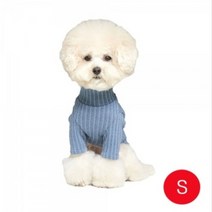 명품강아지옷 투톤 니트 티셔츠 블루 M