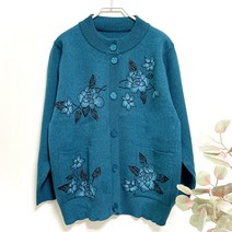 국민할매 엄마옷 할머니 꽃무늬 시보리 라운드 가디건[DAS_C1] 할머니세타 스웨터 니트 봄 가을 겨울 요양원옷