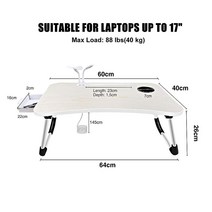 노트북 침대 책상 휴대용 접이식 랩 책상 트레이 테이블 USB 충전 포트/컵 홀더/보관 서랍 침대/소파/소파 작업 독서용 노트북거치대 1292126