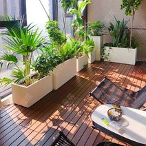 대형 철제 스텐 화분 사각 가드닝 테라스 박스 화분대, 흰색 스테인레스 스틸100x30x50CM