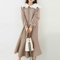 [세인트이브] AR1027 기모 빅사이즈 카라 러플원피스