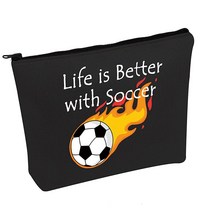 JNIAP 축구 화장품 여행용 세면도구 가방 축구 코치 선수 생존 키트 Life Is Better With Soccer 지퍼 파우치 축구 선물 축구 가방-BL과 함께 사용하면 좋