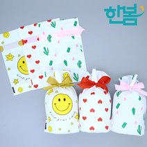 비닐주머니 리본 비닐 복주머니 과자 간식 포장 봉투, 스마일