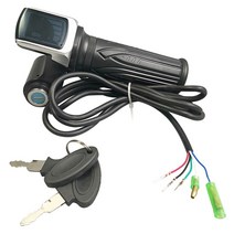전기 자전거 스로틀 용 자전거 트위스트 스로틀 36V 가스 핸들 스로틀 LCD 디스플레이 잠금 키, 검은색, 01 Black