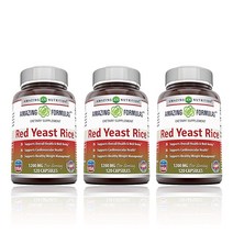 미국 Amazing Nutrition 홍국쌀 홍국분말 1200mg 120캡슐x 3통, 120캡슐