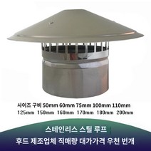 굴뚝환풍기 옥상환풍기 베란다환풍기 연기배출기 스테인레스 스틸 캡 지붕 비바람에 견디는 모자 버섯 모양의 후드 범위 후드 파이프 연기 모자 배기관, 윈드 캡 180 mm(내경 183 mm) 스테인리스