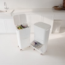 대용량 가정용 재활용 2단 3단 분리수거함 분리수거통 쓰레기봉투거치대 쓰레기통 다이소 사무실 원룸 이동식 48L, 2단 분리수거함 (발판형)