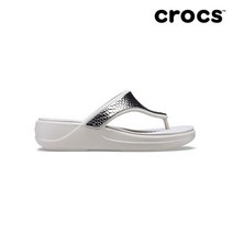 [크록스(CROCS)] [크록스] 여성 몬트레이 메탈릭 웨지 플립 실버 206303-0GO