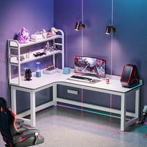 코너 ㄱ자 기억자 기역자 중고등학생 컴퓨터 ㄱ책상, 120x80x74cm, 흰색프레임+따뜻한흰색데스크탑높이174cm