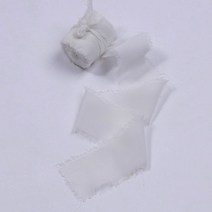 롤 수제 닳은 가장자리 쉬폰 실크 리본 청첩장 꽃다발 깎아 지른 프린지 리본 공예 DIY 포장 장식, 하얀색, 길이 5야드, 1개